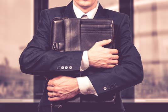 Business man with briefcase in Milwaukee