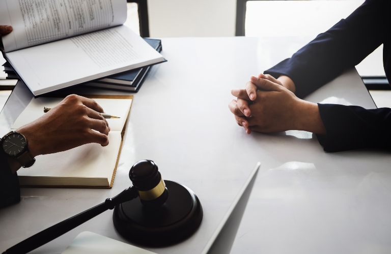 lawyer is consulting a client