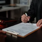 Lawyer and client are reviewing documents_s